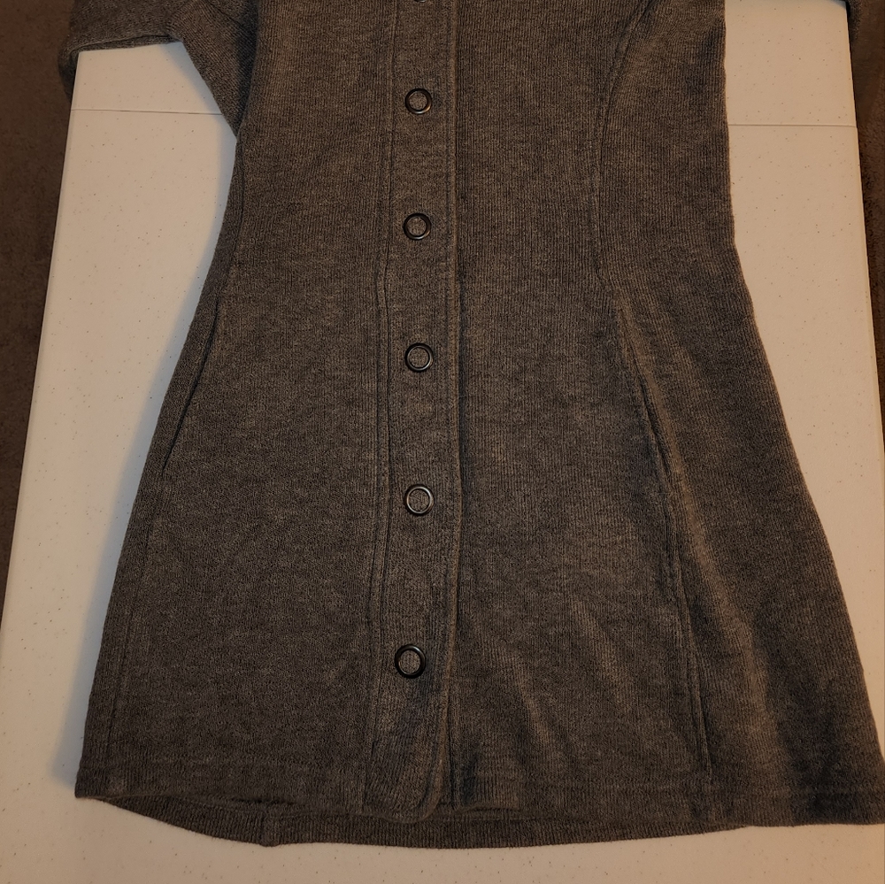 Kuhl Long Sweater Fleece Jacket Womens  Heathered Gray Hooded SZ XS - Picture 2 of 10